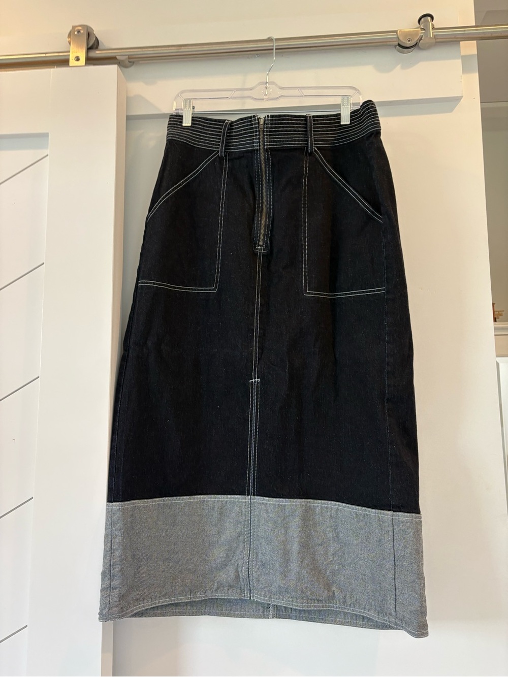 Pilcro Black Midi Skirt with Gray Contrast Hem